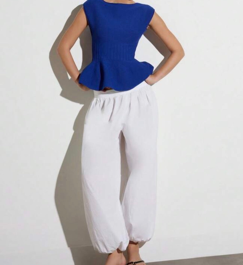 Peplum Knit Sweater Top – Pre-Owned, Unworn