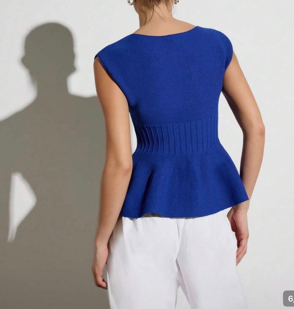 Peplum Knit Sweater Top – Pre-Owned, Unworn