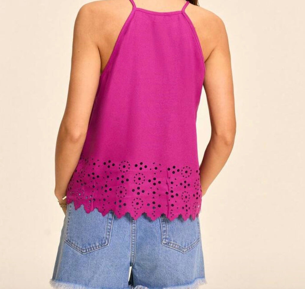 Hot Pink Cut-Out Cami Top – Vacation Ready, Pre-Owned