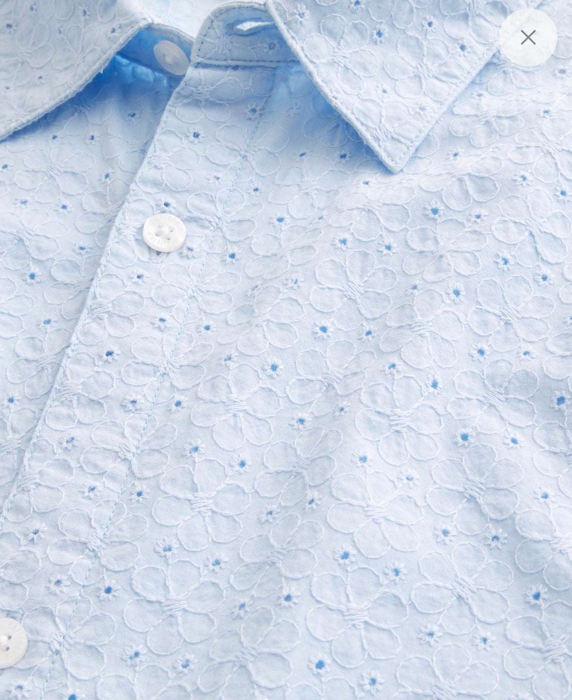 Hollister Embroidered Eyelet Shirt – Men's, Light Blue, New, Pre-owned
