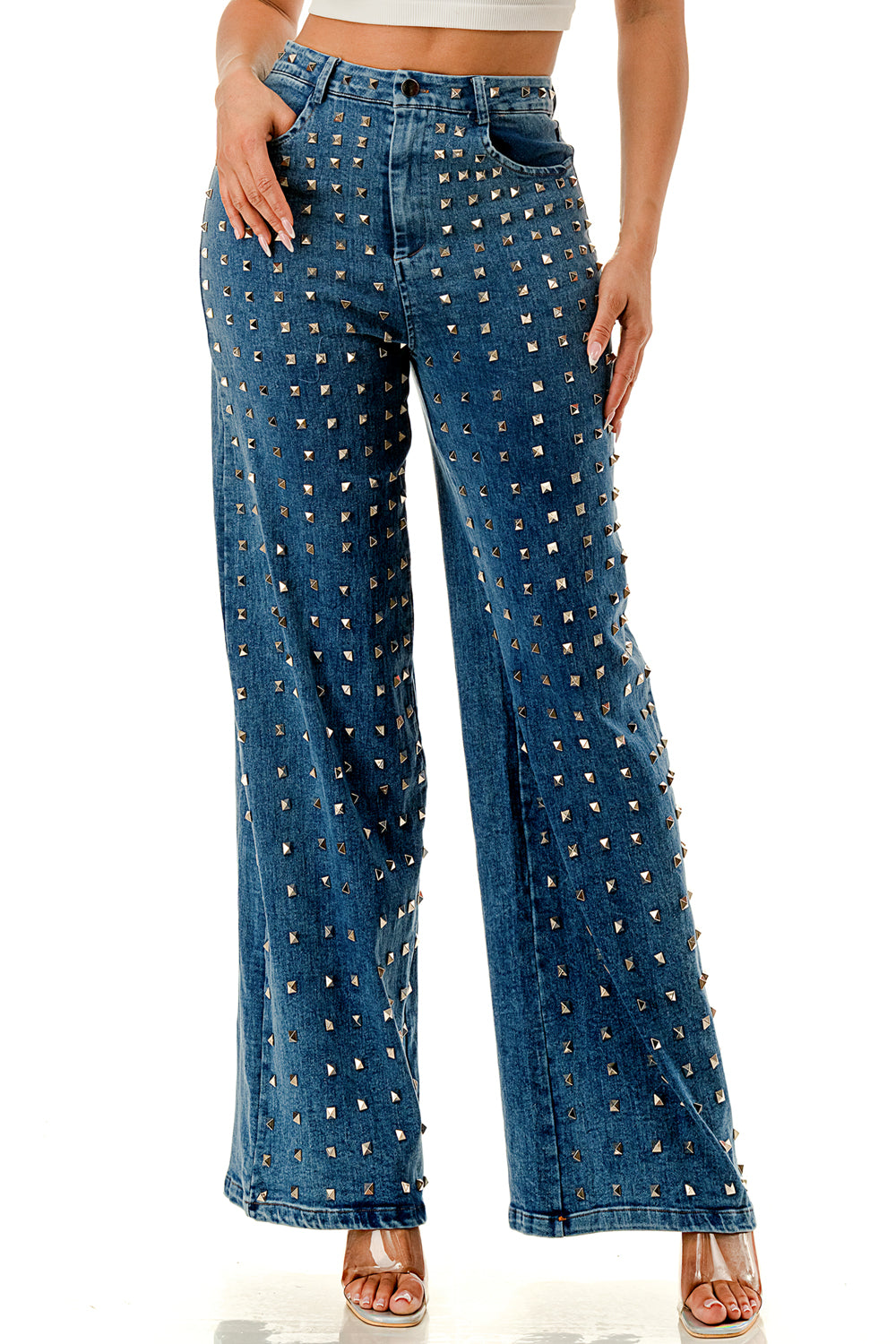 Studded High Waist Jeans – New, Y2K Denim