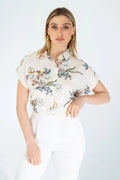 Batwing Sleeve Floral Shirt – New, Boho Viscose Top
